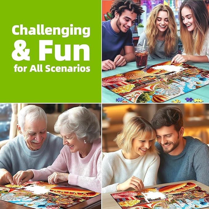 500 Pieces Puzzles for Adults, Amusement Park Jigsaw Puzzles with Food Trucks for Youths Family and Adults Fun Party Challenging Food Family Decoration (23 x 15 in)