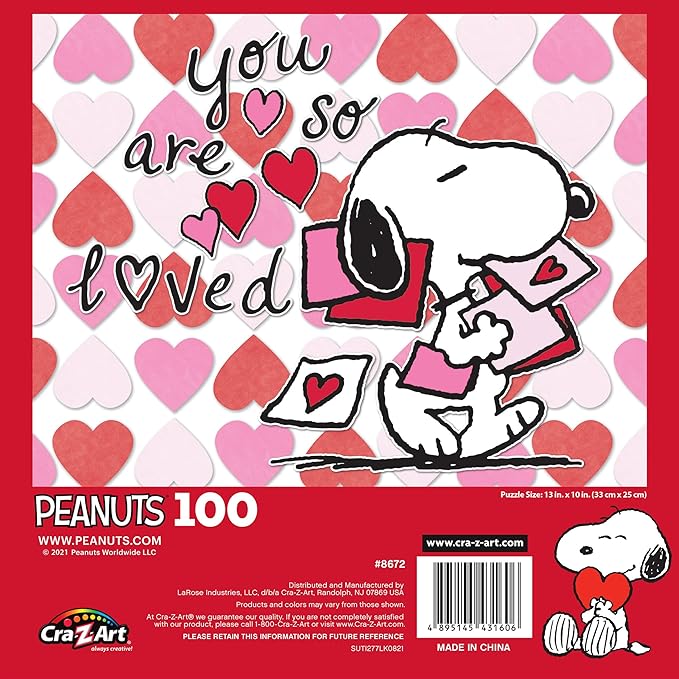 RoseArt - Peanuts - You are So Loved - 100 Piece Jigsaw Puzzle for Kids and Adults