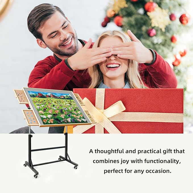 ALL4JIG 2000 Pieces Puzzle Table with Legs and Wheels, Wooden Jigsaw Puzzle Table with 4 Drawers & Cover, Upgraded Stability & Optimized Lightweight Design, Puzzles for Adults