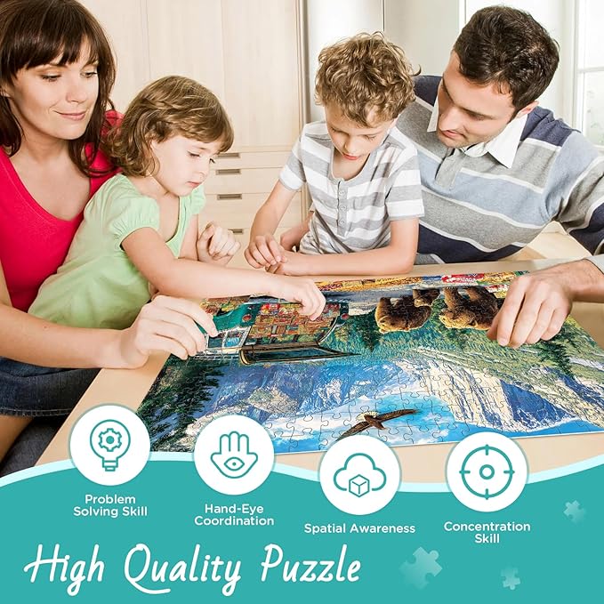 300 Pieces Puzzle for Adults, Wild Bear Family Puzzles for Adults 300 Pieces, Mountain and Forest Scenery Jigsaw Puzzles 300 Piece, Family Challenging Puzzle Game Great Gift Idea 20.5 * 15 in