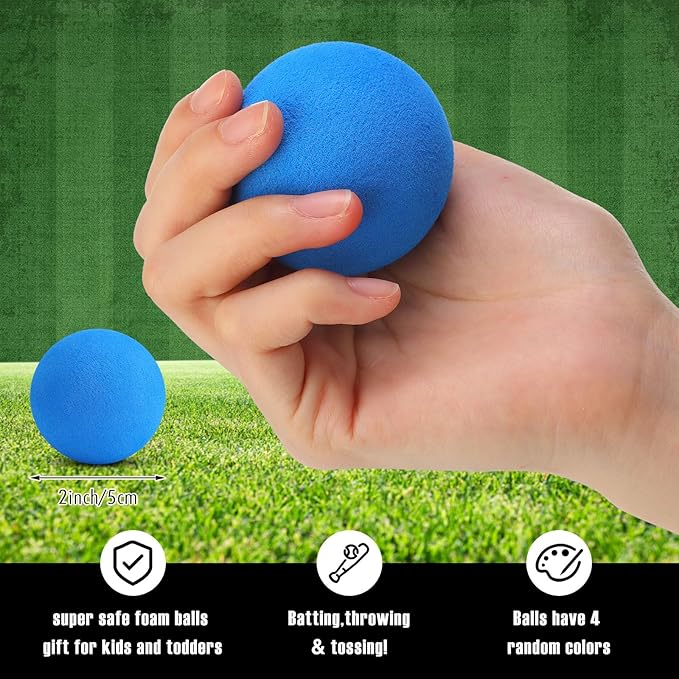 Wettarn 4 Pcs 24 Inch Foam Baseball Bat Foam Bat with Safe Soft Baseballs T Ball Set for Outdoor Indoor Sport Game Beginners Practice Playing Training(Red, Blue, Green)