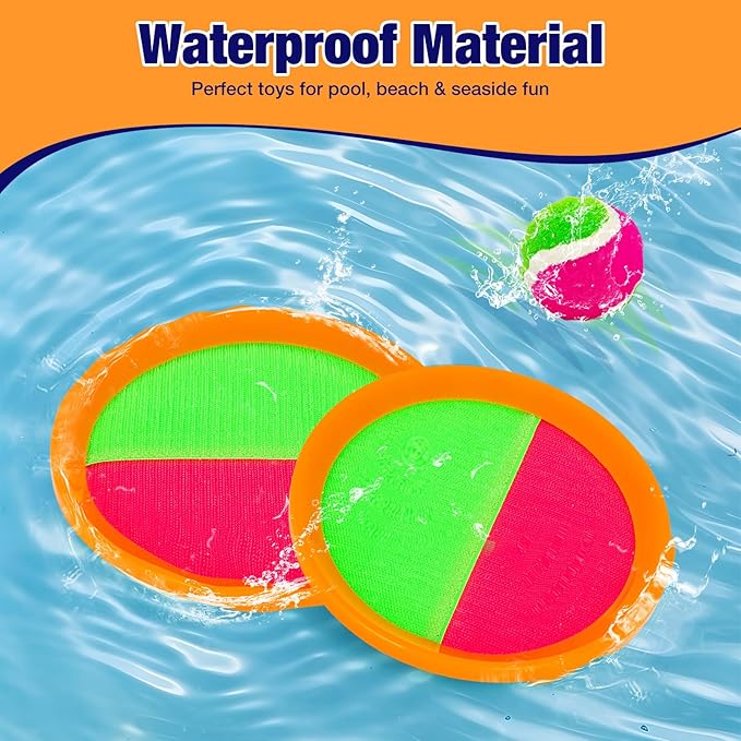 Toss and Catch Ball Game Set - Outdoor & Indoor Activity Toys for Kids - Sticky Paddle Ball Toy for Boys Girls 3 4 5 6 7 8-12 Year Old - Great Games for Beach Pool Yard - Easter Basket Stuffers Gifts