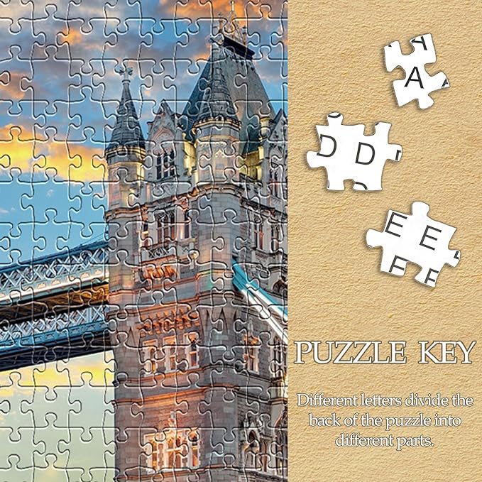 1000 Piece Jigsaw Puzzles for Adults Teens Kids - Fine Art Challenging, London Tower Bridge 1000Pcs Puzzle, Family Game Gift, Size 27"x20"