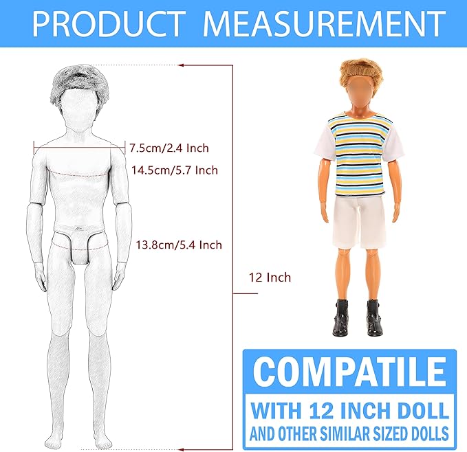 Miunana Lot 16 Items Doll Clothes & Accessories Classic Black Suit for Boy Doll Include Random 4 PCS Casual Wear + 5 PCS Dolls Pants + 3 Pairs of Shoes Laptop Water Bottles