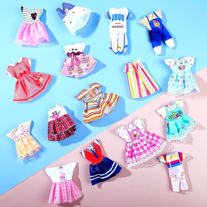 Hungdao 16 Pcs Girl Boy Doll Clothes Lovely Outfits Mini Doll Clothes 6 Inch Dolls Accessories for Kids Birthday Outfit (Cute Girls)