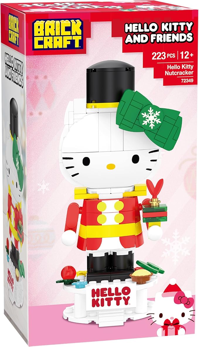 Brickcraft Hello Kitty Toy Soldier Brick Building Set Nutcracker Sanrio Holiday Christmas Block Kit & Collectible Display Figure DIY Construction Gift for Kids & Adults, Festive Décor Ages 8+ 223 pcs