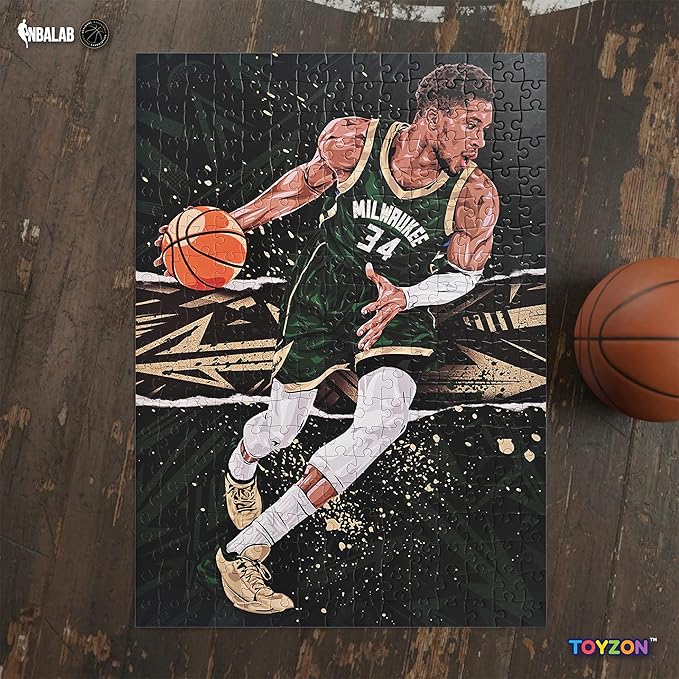 NBA Court Legends 300pc Giannis Antetokounmpo Jigsaw Puzzle for Kids & Adults, Premium Basketball Puzzle Game, Family Activity, Collector Gift for NBA Fans, Game Room or Home Display