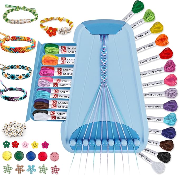 Friendship Bracelet Making Kit for Girls Ages 8-12, Kids Jewelry Making Kit with 28 Pre-Cut Threads and Letter Beads, Arts and Crafts for Kids, Birthday Easter Gifts for 6 7 8 9 10 11 12 Year Old