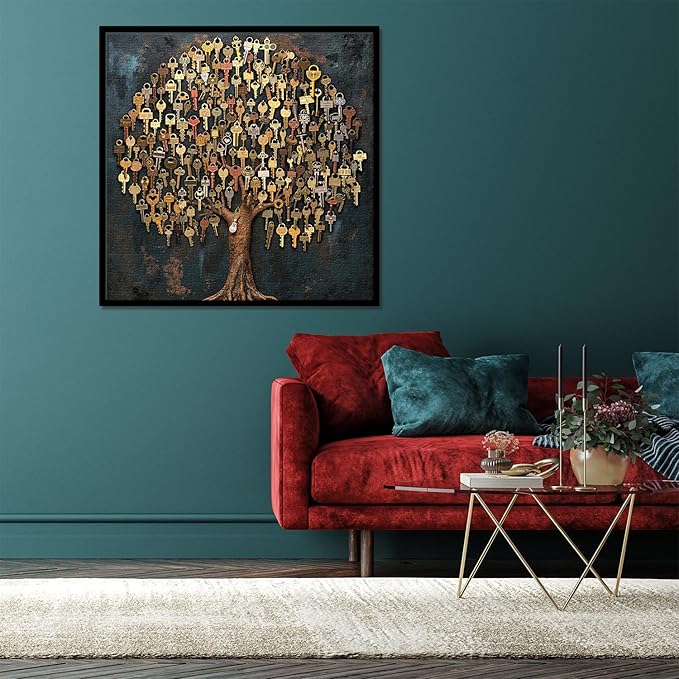 Key Tree Puzzles for Adults 1000 Pieces, Tree of Life Jigsaw Puzzles, Vintage Nature Plant Puzzles as Home Decor