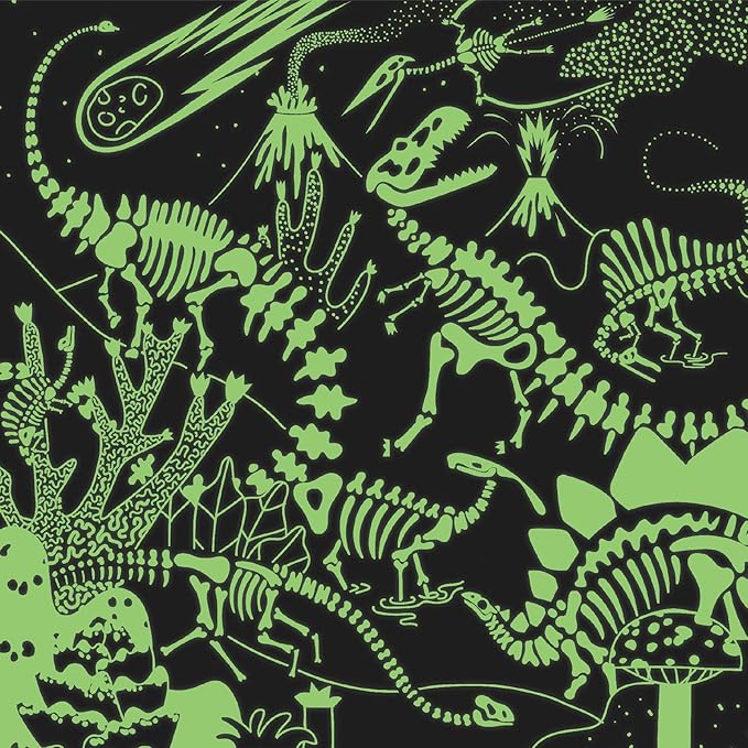 Mudpuppy Dinosaurs Illuminated 500 Piece Glow in the Dark Family Puzzle from Mudpuppy - 20" x 20" Glow in the Dark Puzzle, Perfect Family Activity, Ages 8+