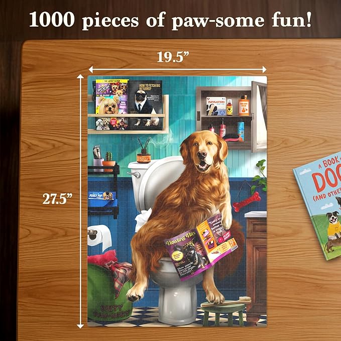 Jigsaw Puzzle 1000 Pieces - The Morning Dump, Fun for Families, Friends, Puzzle Enthusiasts, Game Nights, Includes Sorting Trays, Poster, Gifts for Dog Lovers Ages 15+, Finished Size 27.5” x 19.5"