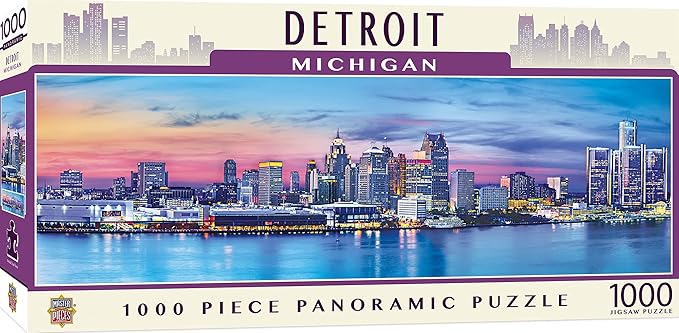 MasterPieces - 1000 Piece Jigsaw Puzzle, Detroit Skyline Panoramic, Fun for Adults, Family, Kids 13"x39