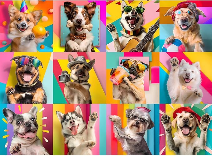 Puzzles for Adults 500 Pieces, Dog Puzzle Jigsaw Puzzles 500 Pieces - Cheerful Dogs, Dog Decor Impossible Puzzle, Finished Size 20.47 * 14.96”, with 1:1 Poster, Letter on The Back
