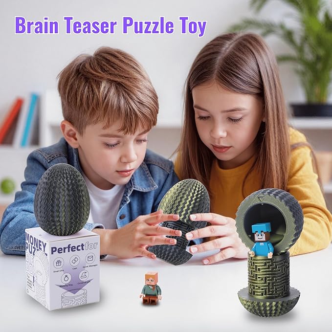 Maze Egg Money Puzzle Gift Box: Available in 4 Unique Internal Designs - Secret Cash Holder & Surprise Gift Container for Easter, Birthday, Wedding - Fun Brain Teaser Toy for Kids & Adults