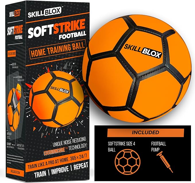 SoftStrike Home Indoor Skills Training Soccer Ball - Soccer Gifts for Boys - Skills Ball for House - Size 4