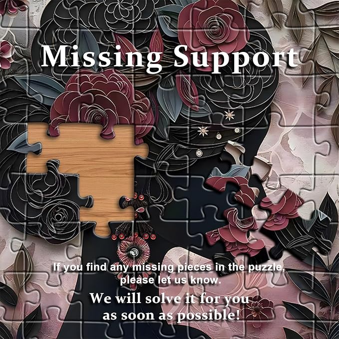 Impossible Puzzle for Adults 1000 Pieces, Black Girl Puzzles Flower Plant Aesthetic Art, Floral Elegant Black Woman Jigsaw Puzzle Paper Cut