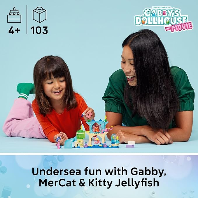 LEGO Gabby’s Dollhouse Mermaid Gabby’s Aquarium Adventure Building Blocks - Pretend Play & Learning Toy for Girls & Boys, Ages 4+ - Includes Mercat Mini Dolls - Gift Idea for Birthdays - 11204
