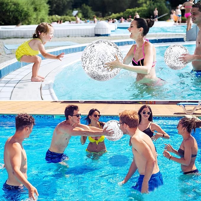 TURNMEON 5 Pack Sequins Beach Balls Pool Toys Balls 16 Inch 24 Inch Confetti Glitters Inflatable Clear Beach Ball Swimming Pool Water Beach Toys Summer Outdoor Party Favors for Kids Adults