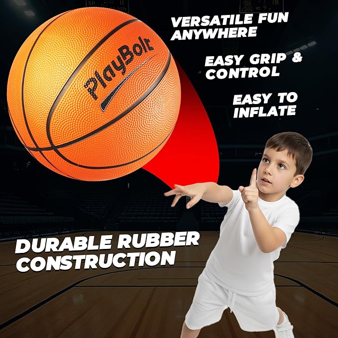 Size 3 Mini Basketballs (3 Pack) - 7-Inch Junior Rubber Basketball Set with Pump - Youth Beginner Kids Basketballs for Backyard Pool Parties, Arcade Games, Practice, Indoor & Outdoor Play