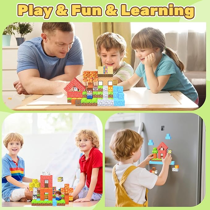 200PCS Magnetic Blocks,Magnetic Building Blocks Stacking Toys,Magnet Toys Building World Set, STEM Sensory Christmas Birthday Gift for Toddlers Boys Kids Age 3 4 5 6 7 8,Upgrade 1" Large Size