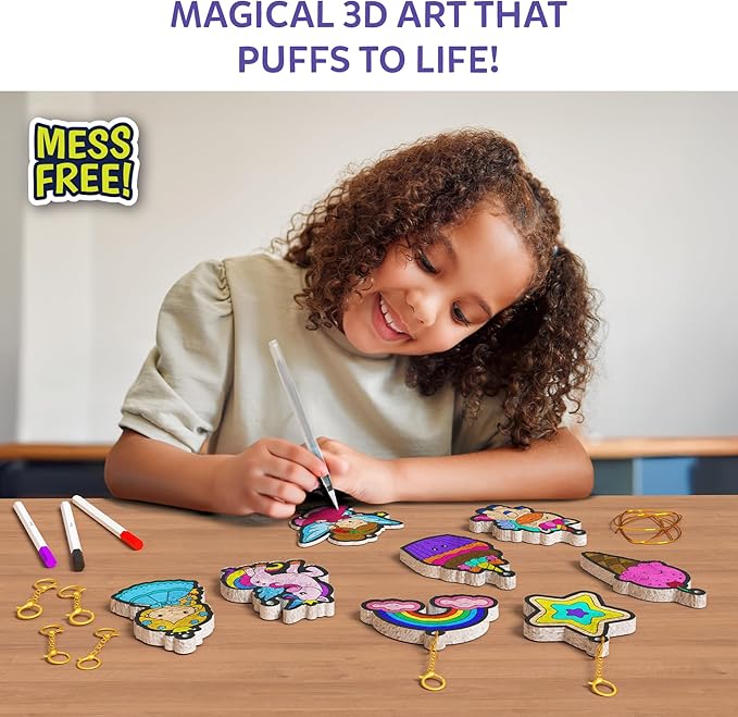 Skillmatics Aqua Puffs - 3D Art Kit, Princesses & Unicorns, Mess-Free Paint by Number Craft, DIY Color & Inflate Activity, Creative Gift for Girls & Boys Ages 4, 5, 6, 7, 8, 9, 10