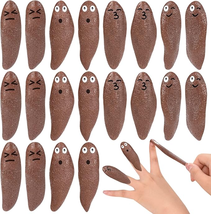 20 Pcs Finger Slingshot Novelty Toys, Toy Poop for Halloween, Fake Poop for Novelty Toys and Amusements, Poop for Finger Slingshot, Poop Rubber Spoof Toy for School Party