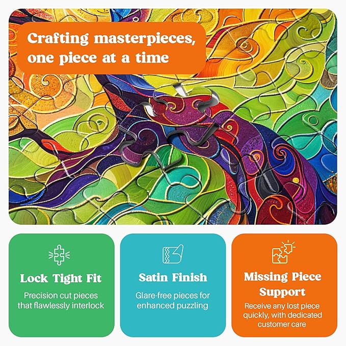 Cross & Glory - The Eternal Tree of Life - 1000 Piece Jigsaw Puzzle for Adults | Vibrant Rainbow Tree Puzzle | Meaningful Challenge | Best New Artistic Puzzle