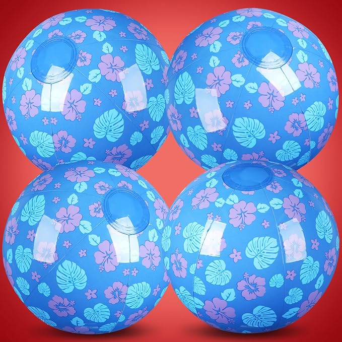 Leyndo 4 Pack Hawaiian Themed Beach Ball for Kids 11.81" Bulk for Summer Pool and Beach Game Gifts and Birthday Party Supplies and End of The Year Class Party Decoration Favors