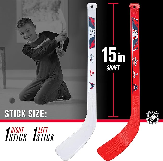 Franklin Sports NHL Mini Hockey Set - Kids Indoor Knee Hockey Goal, Ball, + 2 Stick Combo - Youth Team Indoor Toy Set - Official - Ages 3+