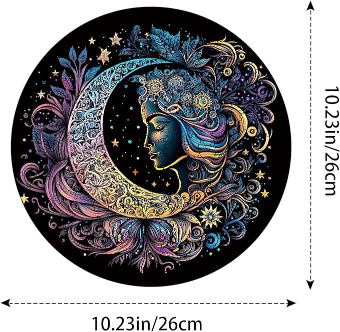 Wooden Puzzles for Adults, 200 Pieces Sun and Moon Uniquely Irregular Animal Shaped Wooden Jigsaw Puzzles, Creative Gift for Adults