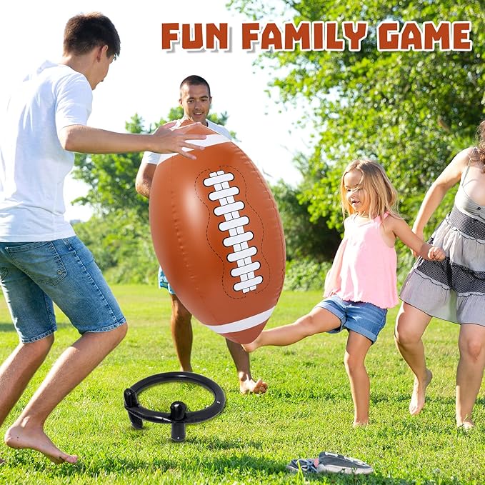 Deekin 40" Giant Jumbo Inflatable Football with Tee Set - Blow up Football Toy for Game Day Tailgate, Outdoor Games, Sport Theme Party & Birthday Supplies, Fun for Kids and Adults