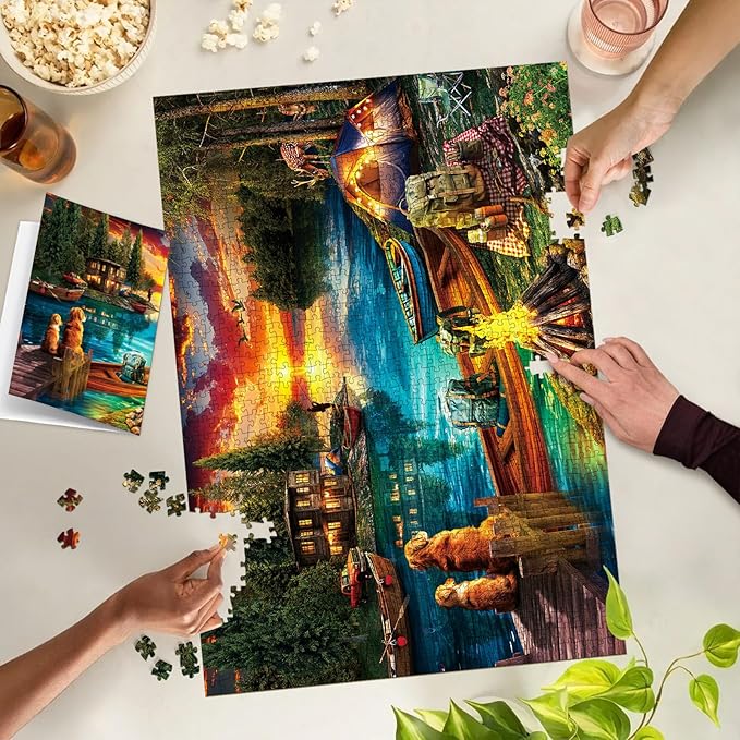 Puzzles for Adults 1000 Pieces, Jigsaw Puzzle for Adults, Fun Challenging Puzzle, Wilderness Lakeside Puzzles Game, Interlock Perfectly No Dust, Gifts for Friends Parents Father's Day