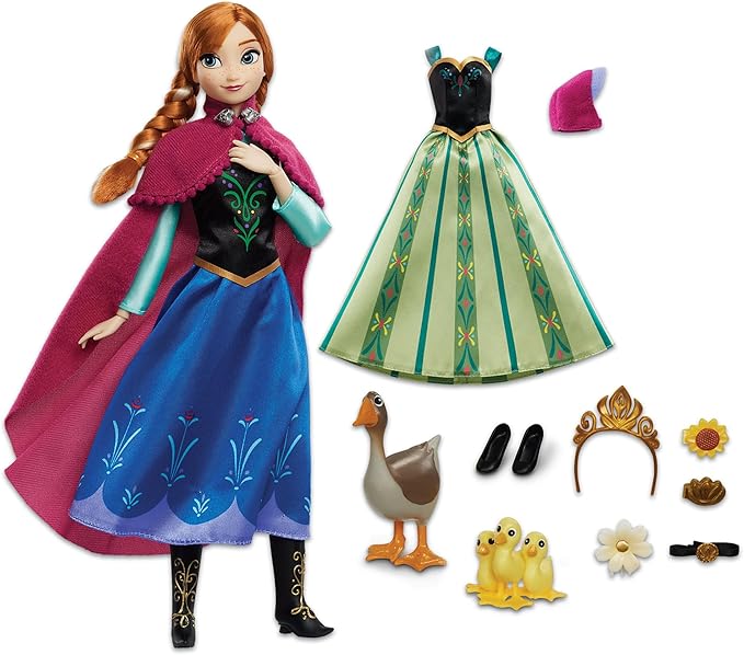 Disney Store Official Anna Story Doll (Traveling Outfit) - 11 Inches - Includes Coloring Book and Additional Dress, Princess Doll in Classic Outfit, Disney Princess Toys for Girls