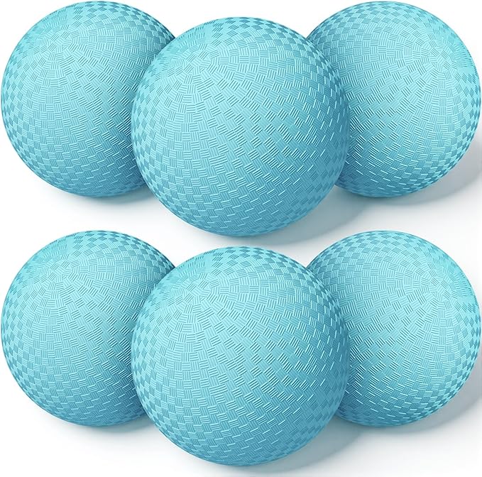 6 Pcs Macaron Playground Balls 8. 5 Inch Pastel Color Rubber Bouncy Balls for Kids Inflatable Colored Dodgeball Kickball Handball for School Backyard Beach Indoor Outdoor Games (Blue)