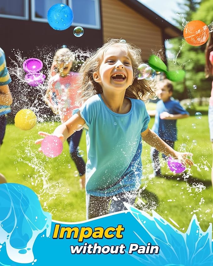 Tlitlimom Reusable Water balloons, Summer Toy Water Toy for Boys and Girls, Pool Beach Toys for Kids ages 3-12, Outdoor Activities Water Toys Self Sealing Water Splash Ball for Fun (5Pack)