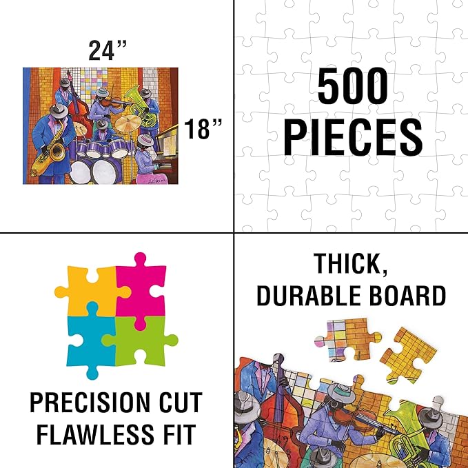 African American Expressions - 500-Piece African American Jigsaw Puzzle for Adults | Vibrant Celebration of Black Jazz Culture and History