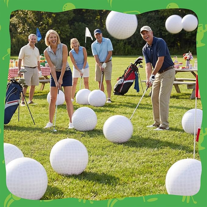 12 Pcs Golf Beach Balls 7.87 Inch Sport Theme Inflatable Pool Toys for Adult White Golf Beach Ball Bulk for Summer Swimming Pool Sport Games Party Favors