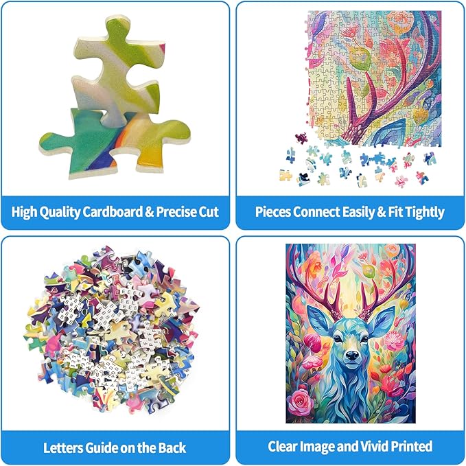 Jigsaw Puzzles 1000 Pieces Geometric Colorful Deer Puzzle for Adults 1000 Pieces Fantasy Puzzles for Adults Jigsaw Puzzle Modern Art 1000 Piece Puzzles for Adults Teens Seniors