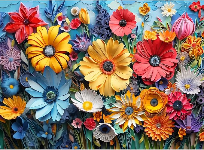 300 Pieces Puzzle for Adults | Colorful Flower Large Piece Puzzle | Recycled Cardboard Puzzles 300 Pieces | Challenging Game Home Decor Birthday Party Gift Toy for Adults Kids Seniors 20.5 * 15 inch