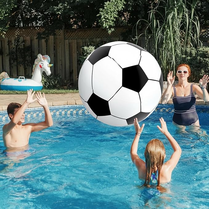 Lewtemi 2 Pcs Inflatable Beach Soccer Ball 27 Giant Inflatable Football Large Sport Balls for Outdoor Activity Pool Decoration Party Favor