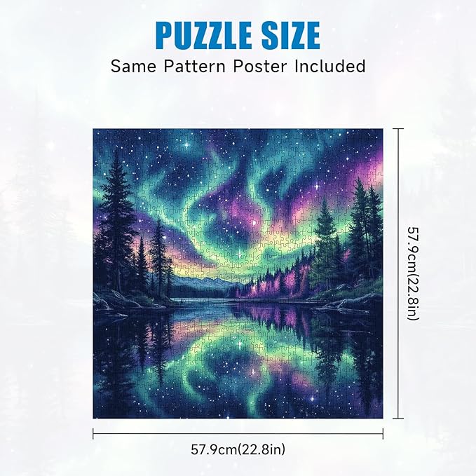 1000 Piece Puzzle for Adults, Starry Night Aurora Jigsaw Puzzles for Adult, Challenging Puzzle Gift for Family Friends, Jigsaw Puzzles with Exquisite Box 22.8x22.8IN