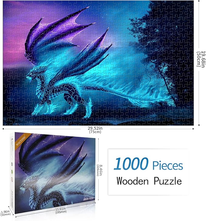 Jigsaw Puzzle 1000 Piece Dragon in The Mountains Classic Puzzle Adult Puzzle DIY Kit Wooden Toy Unique Gift Modern Home Decor