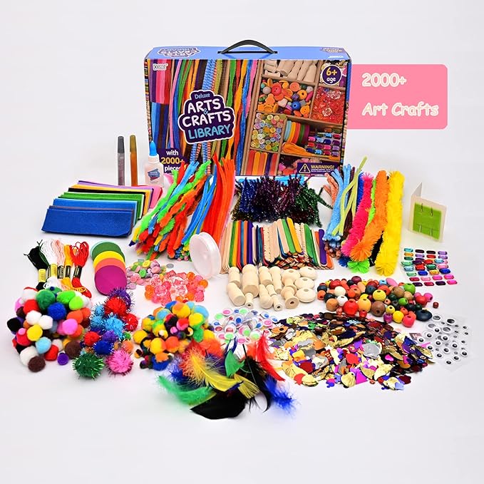 Darnassus 2000+ Craft Kit Library, Crafts Vault Supplies, Arts & Crafts Kit, Crafting Set Kits, Science Kits & Toys, Creative Set, Mega Art & Craft Materials Kit Box for Kids Ages 6-12 Gift