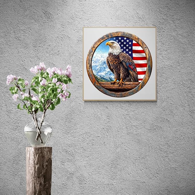 KAAYEE Wooden Puzzles for Adults, 3D Vision Effect Bald Eagle Wooden Jigsaw Puzzle Unique Shape Wood Puzzle Adult, 3D Effect Flat Puzzle Birthday Gifts Family Game (L-13.4 * 13.4in-300pcs)