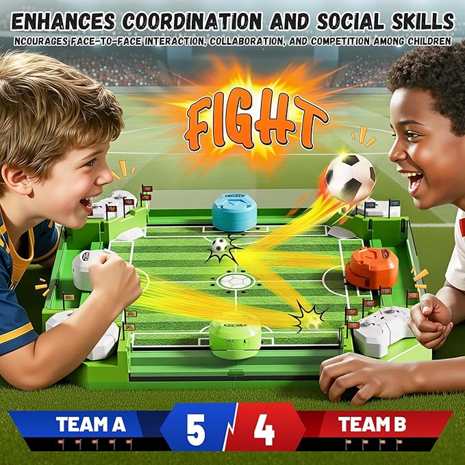 Remote Control Foosball Table Game, Mini Soccer Board Games with 3 Balls & 4 Remote Controllers, Football Tabletop Games Toy for Kids and Adults 3 4 5 6 7 8-12+Years Old - Gift for Boys Girls