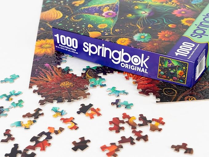 Springbok's Enchanted Cat 1000 Piece Jigsaw Puzzle Features a Mystical Cat in This Halloween Themed Puzzle