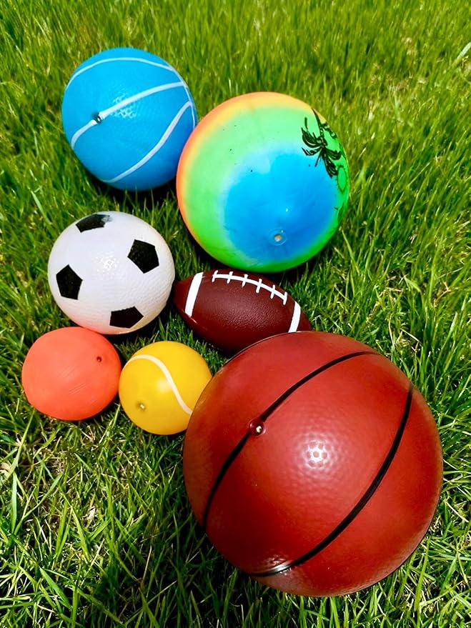 Soft Sports Balls Set for Kids Various Size of Soccer Ball, Basketball, Football,Tennis Ball,Volleyball with Hand Pump