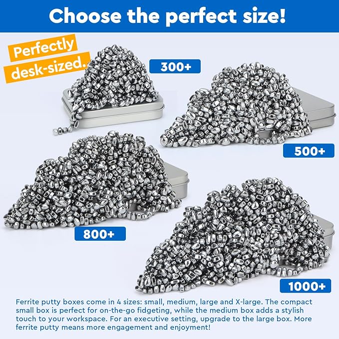 1000+ Original Ferrite Putty Silver, Sensory Stones, Adult Fidget Stress Relief Desk & Office Item, Ferrite Stones Stocking Stuffers Gifts
