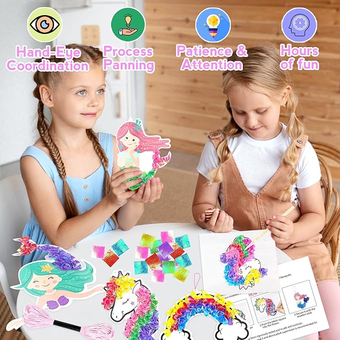 Poke in Fun Art Fabric Craft, Arts and Crafts for Kids,DIY Craft Kits,Create Mess Free Craft,Art Activity Birthday Christmas Gift Ideas for Children,Rainbow Toys for Girls and Boys Ages 4-10+