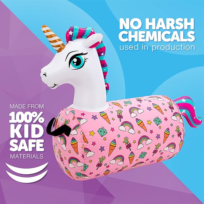 WADDLE Hip Hopper Inflatable Hopping Animal Bouncer Unicorn, Ages 2 and Up, Supports Up to 85 Pounds
